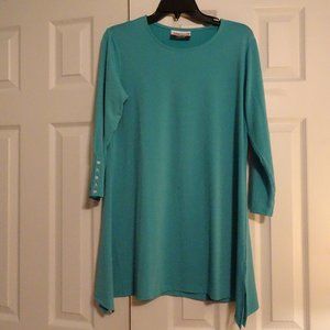 Magellan's Travel Button Sleeve Teal Tunic Size S